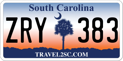 SC license plate ZRY383