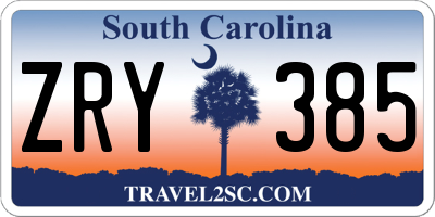 SC license plate ZRY385
