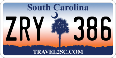 SC license plate ZRY386