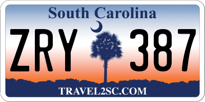 SC license plate ZRY387