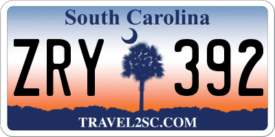 SC license plate ZRY392