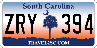 SC license plate ZRY394
