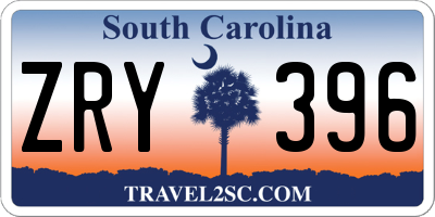 SC license plate ZRY396