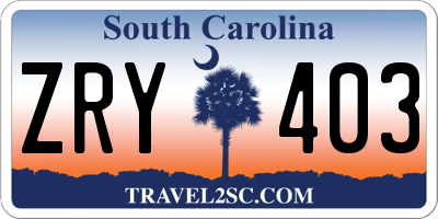 SC license plate ZRY403