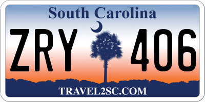 SC license plate ZRY406