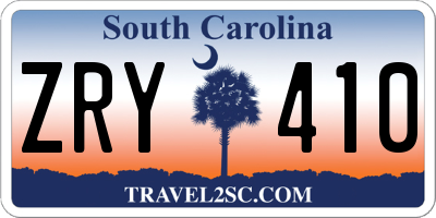SC license plate ZRY410