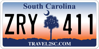 SC license plate ZRY411