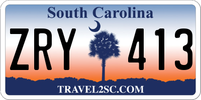 SC license plate ZRY413