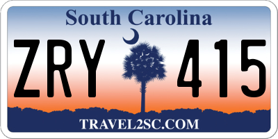 SC license plate ZRY415