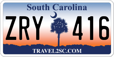 SC license plate ZRY416