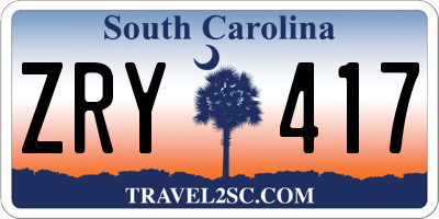 SC license plate ZRY417