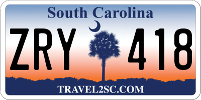 SC license plate ZRY418