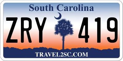 SC license plate ZRY419