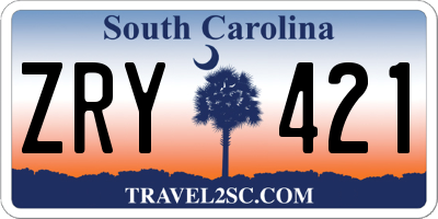 SC license plate ZRY421