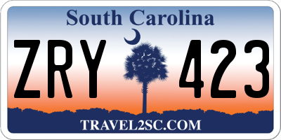 SC license plate ZRY423