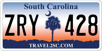 SC license plate ZRY428