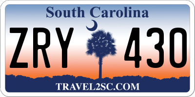 SC license plate ZRY430