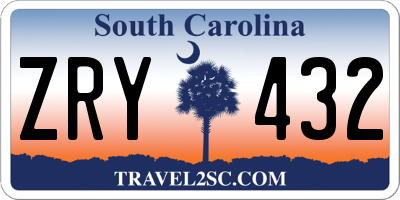 SC license plate ZRY432