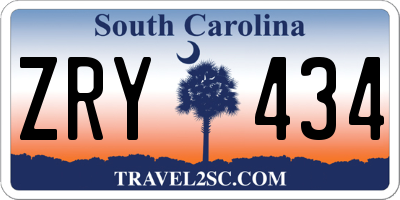 SC license plate ZRY434
