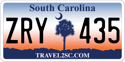 SC license plate ZRY435