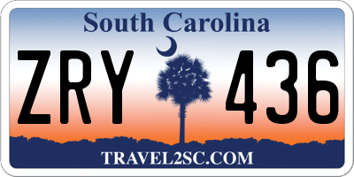 SC license plate ZRY436