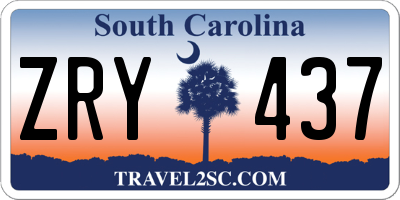 SC license plate ZRY437