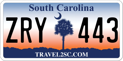 SC license plate ZRY443