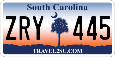 SC license plate ZRY445
