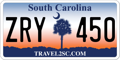 SC license plate ZRY450