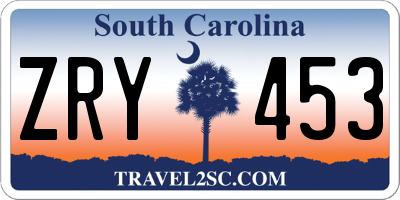 SC license plate ZRY453