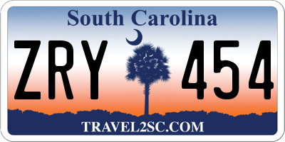 SC license plate ZRY454