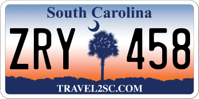 SC license plate ZRY458