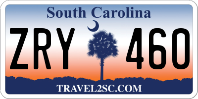 SC license plate ZRY460