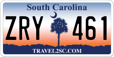 SC license plate ZRY461