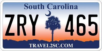 SC license plate ZRY465