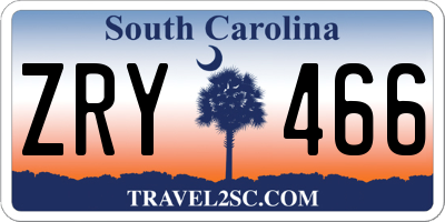 SC license plate ZRY466