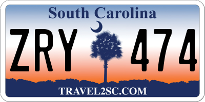 SC license plate ZRY474