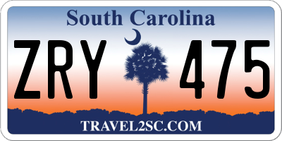 SC license plate ZRY475