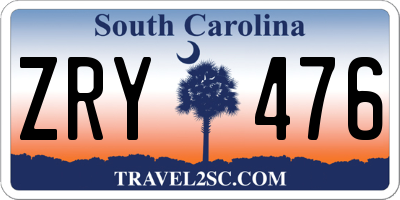 SC license plate ZRY476