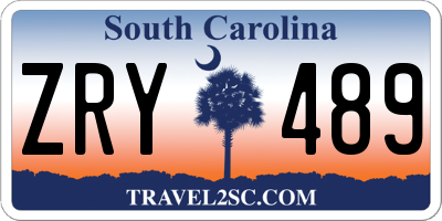 SC license plate ZRY489