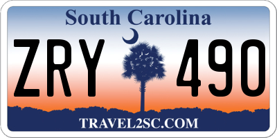 SC license plate ZRY490