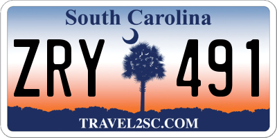SC license plate ZRY491