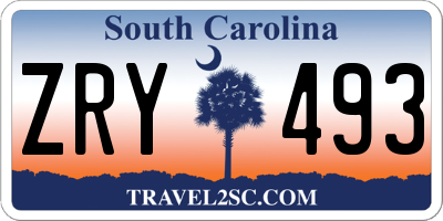 SC license plate ZRY493
