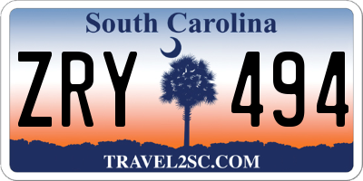 SC license plate ZRY494