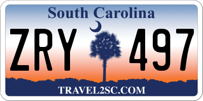 SC license plate ZRY497