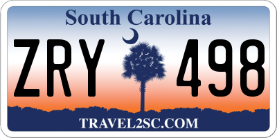 SC license plate ZRY498