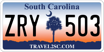 SC license plate ZRY503