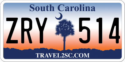 SC license plate ZRY514