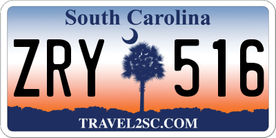 SC license plate ZRY516
