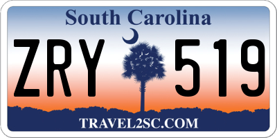 SC license plate ZRY519